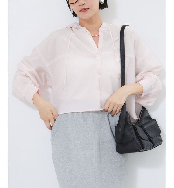 VIS「フード付きクロップドシアーシャツ」|シャツ・ブラウス|
