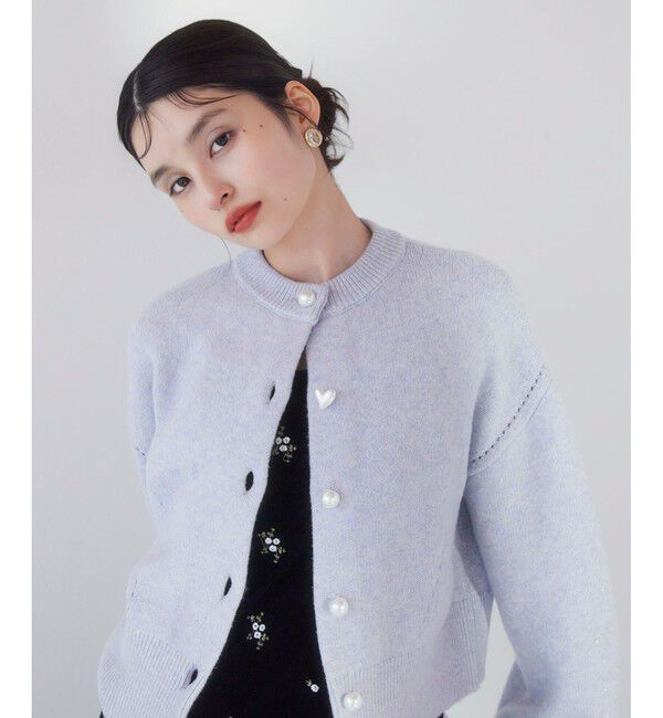 VIS「ハートアソートパール釦ラメミックスカーディガン/イージーケア・一部WEB限定カラー」|カーディガン|