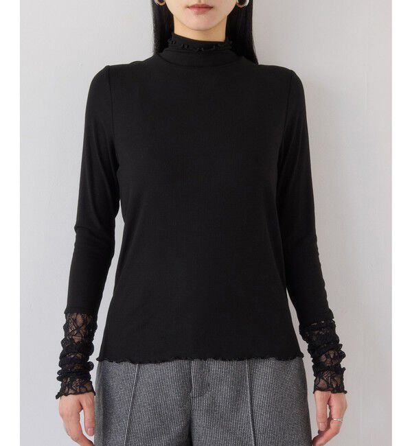 VIS「袖クシュクシュハイネックテレコインナープルオーバー/静電気防止・イージーケア」|Tシャツ・カットソー|