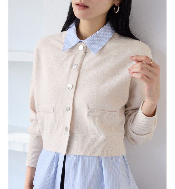 VIS「シャツレイヤード風メタルボタンカーディガン」|カーディガン|