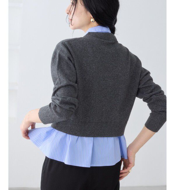 VIS「シャツレイヤード風メタルボタンカーディガン」|カーディガン|