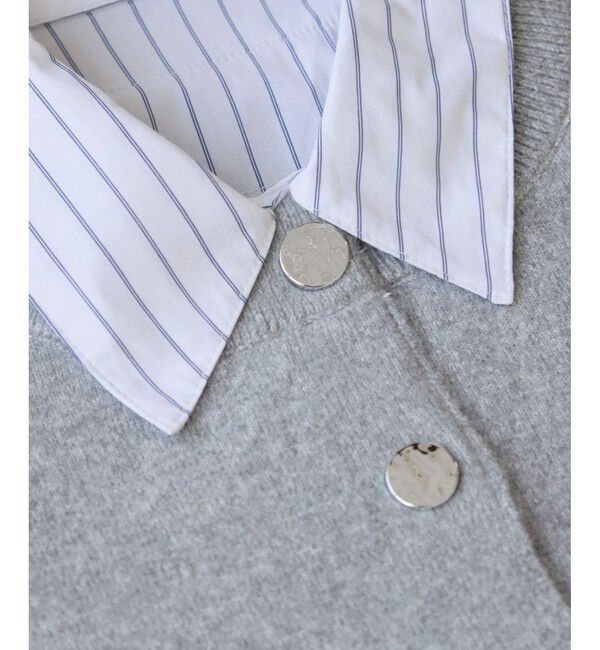 VIS「シャツレイヤード風メタルボタンカーディガン」|カーディガン|