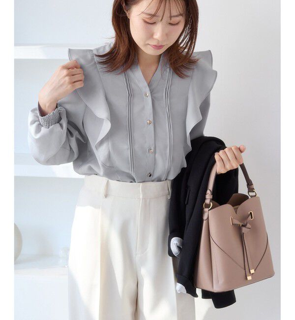 VIS「【WEB限定】スキッパーフリルデザインブラウス」|シャツ・ブラウス|