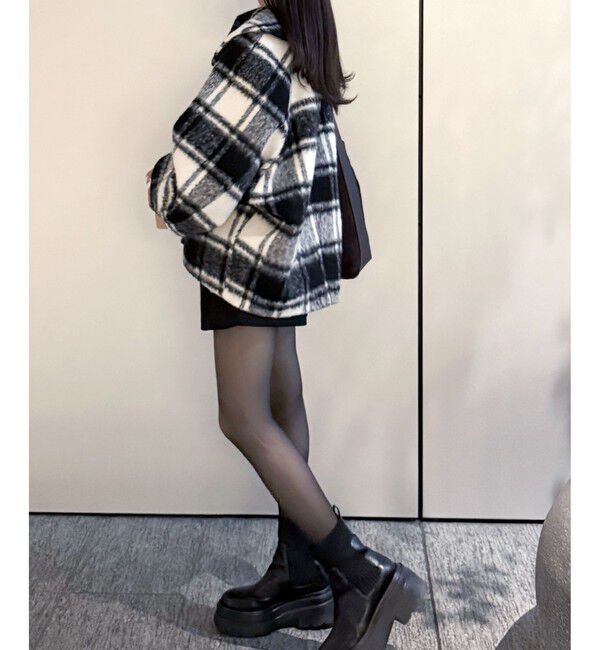 VIS「【アウター総選挙1位】ビッグカラーモモンガシャギーショートコート」|ブルゾン・スタジャン|