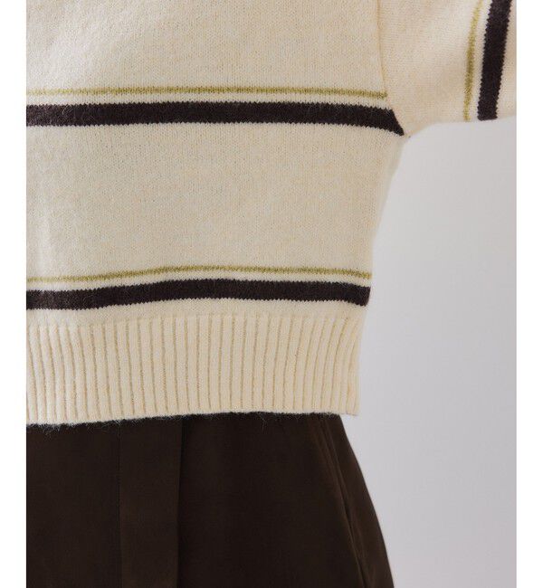 VIS「【WEB/一部店舗限定】ボーダー柄ポロニットプルオーバー」|ニット・セーター|