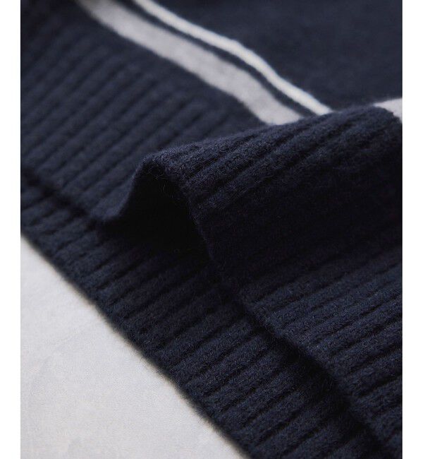 VIS「【WEB/一部店舗限定】ボーダー柄ポロニットプルオーバー」|ニット・セーター|