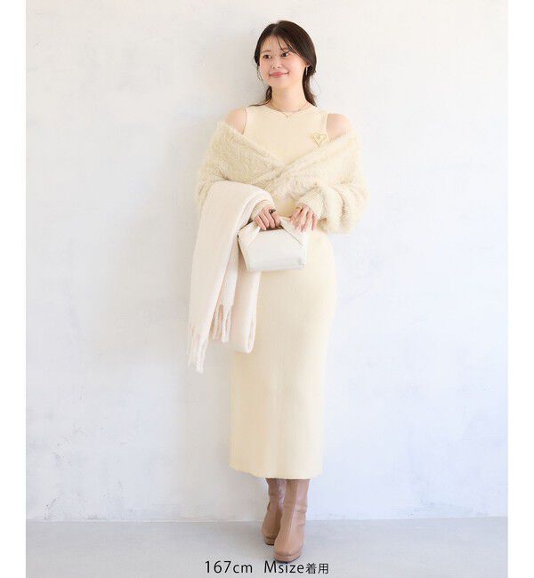 VIS「ねじりショートトップス付きロングニットワンピース/イージーケア」|ワンピース|