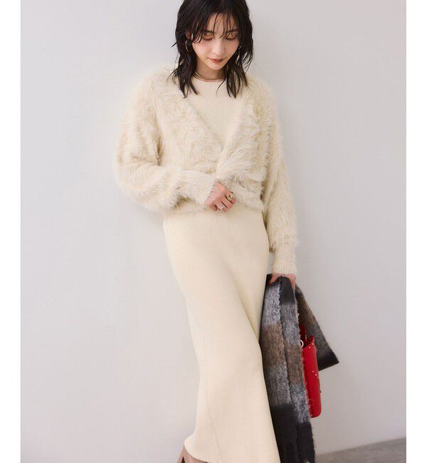 VIS「ねじりショートトップス付きロングニットワンピース/イージーケア」|ワンピース|