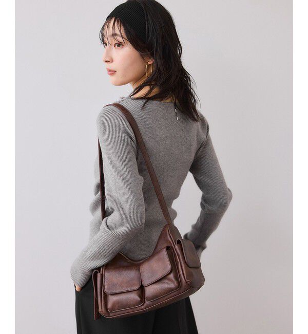 VIS「【美得】ドレープオフショルダーリブニット/イージーケア」|ニット・セーター|