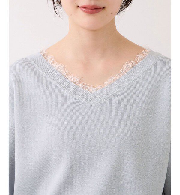 VIS「Vネックレースプルオーバー」|ニット・セーター|