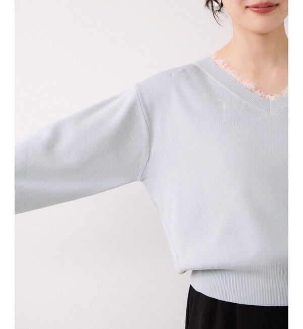 VIS「Vネックレースプルオーバー」|ニット・セーター|