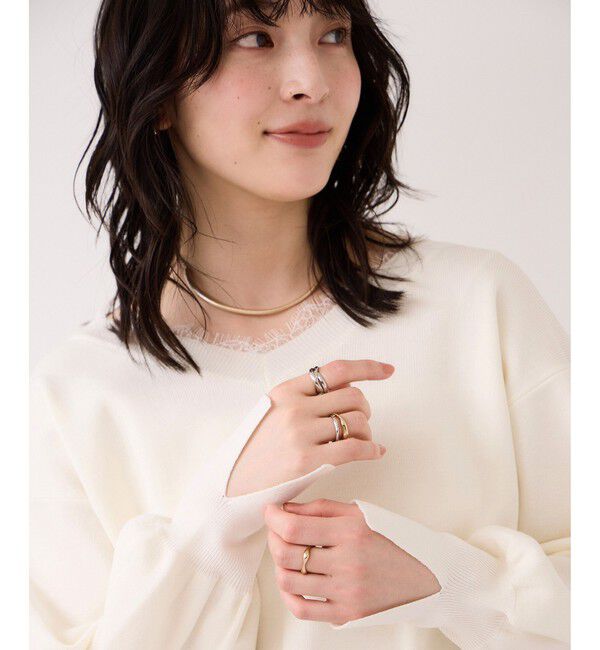 VIS「Vネックレースプルオーバー」|ニット・セーター|