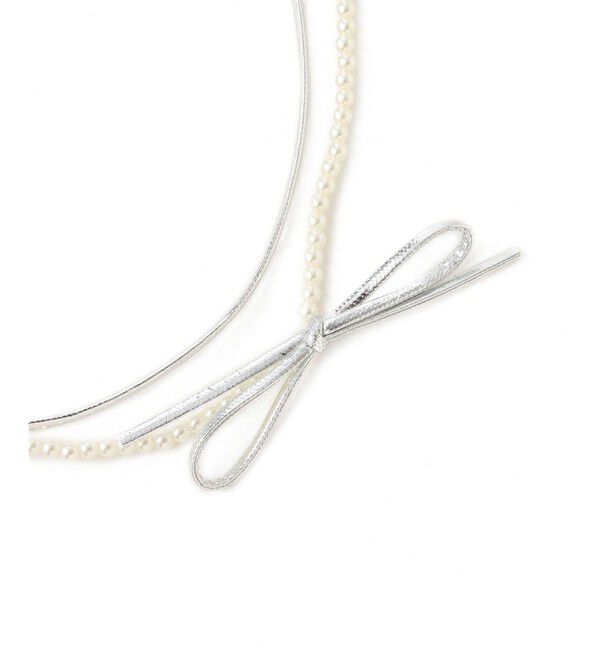 ROPE PICNIC PASSAGE「コードリボン&times;パール2連ショートネックレス」|ネックレス|