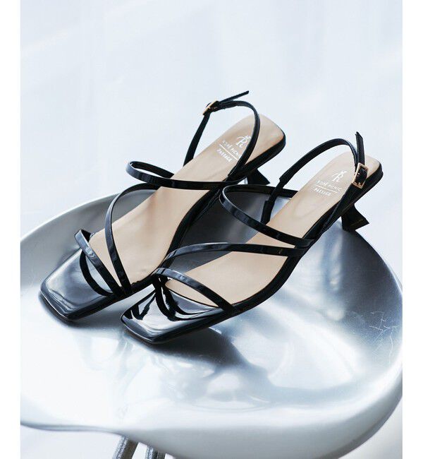ROPE PICNIC PASSAGE「ナローストラップキトゥンヒールサンダル」|サンダル|ブラック(01)