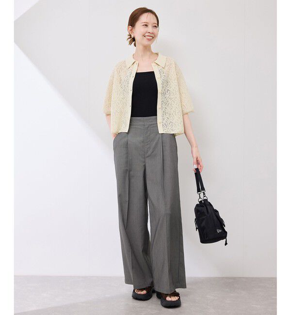 Rope&rsquo;Picnic「テンセルシャンブレータックワイドスラックス/通勤対応」|チノ|