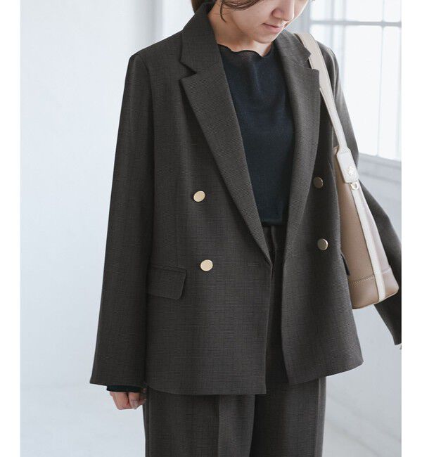 Rope&rsquo;Picnic「【低身長・小柄さんサイズ】レディハンサムシリーズ ウールライク金ボタンジャケット(半裏地)」|テーラードジャケット|