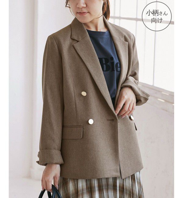 Rope&rsquo;Picnic「【低身長・小柄さんサイズ】レディハンサムシリーズ ウールライク金ボタンジャケット(半裏地)」|テーラードジャケット|ベージュ系(29)