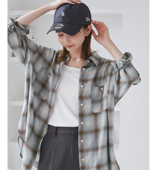 Rope&rsquo;Picnic「オンブレチェックシャツ/UVケア」|シャツ・ブラウス|サックス(48)