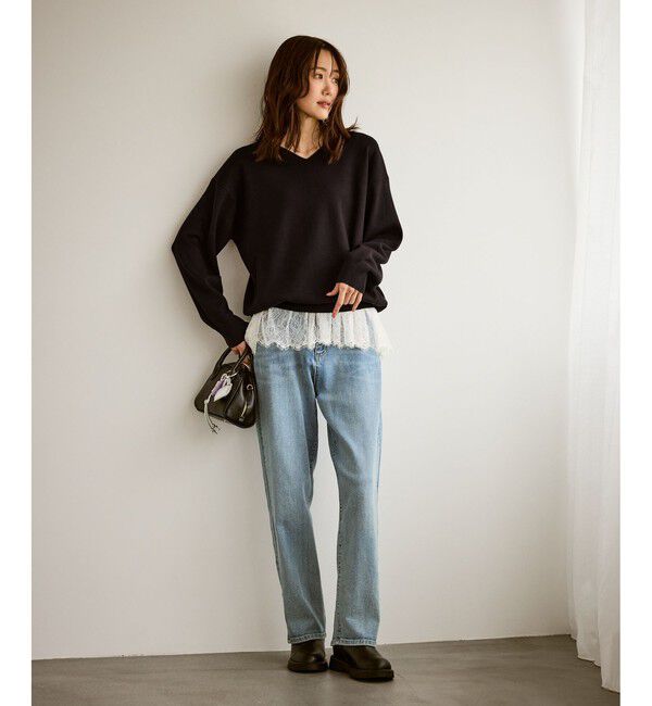 Rope&rsquo;Picnic「マシュマロニットVネックプルオーバー/イージーケア・リンクコーデ」|ニット・セーター|