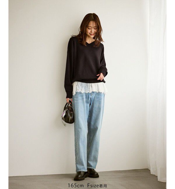 Rope&rsquo;Picnic「マシュマロニットVネックプルオーバー/イージーケア・リンクコーデ」|ニット・セーター|