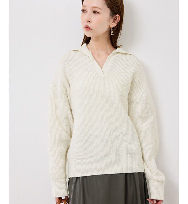 Rope&rsquo;Picnic「スキッパーポロニットプルオーバー/イージーケア」|ニット・セーター|