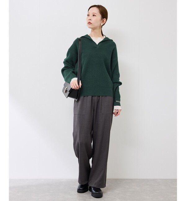 Rope&rsquo;Picnic「スキッパーポロニットプルオーバー/イージーケア」|ニット・セーター|