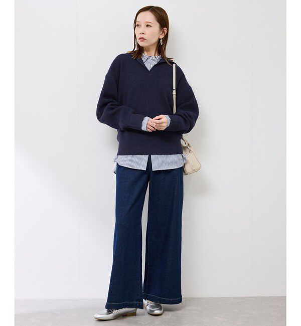 Rope&rsquo;Picnic「スキッパーポロニットプルオーバー/イージーケア」|ニット・セーター|