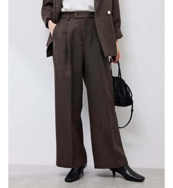 Rope&rsquo;Picnic「スリートーンツイードワイドパンツ/セットアップ対応」|スラックス|ブラウン(20)