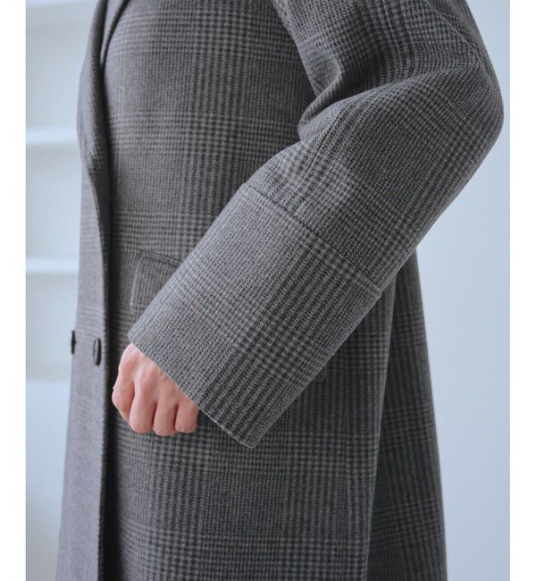 Rope&rsquo;Picnic「ジャージメルトン無地＆チェックオーバーPコート/一部WEB限定カラー・リンクコーデ」|ピーコート|