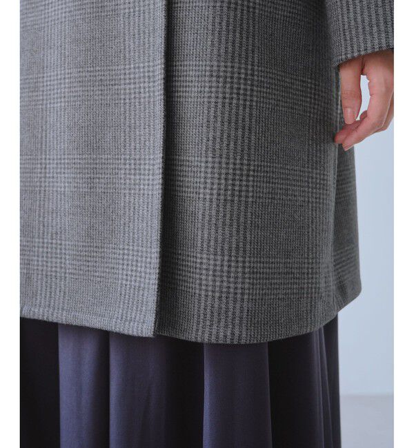 Rope&rsquo;Picnic「ジャージメルトン無地＆チェックオーバーPコート/一部WEB限定カラー・リンクコーデ」|ピーコート|