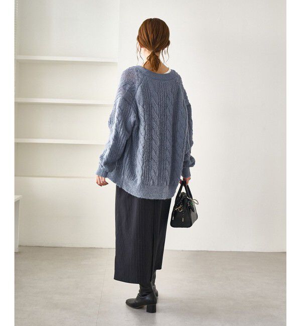 Rope&rsquo;Picnic「ゆるケーブル編みVネックニットカーディガン」|カーディガン|