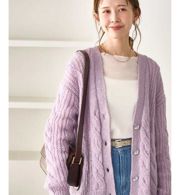 Rope&rsquo;Picnic「ゆるケーブル編みVネックニットカーディガン」|カーディガン|
