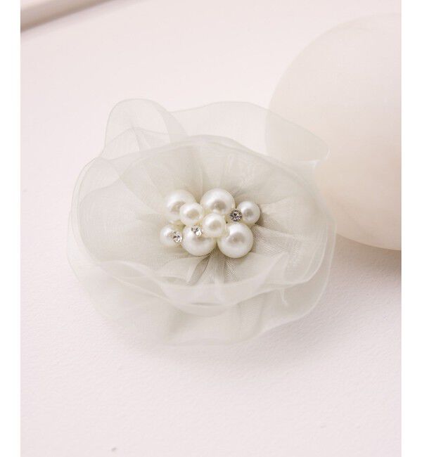 ROPE PICNIC PASSAGE「オーガンジーフラワーコサージュ」|ブローチ・コサージュ|ライトグレー(08)