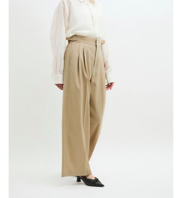 ADAM ET ROPE'「【防シワ】・【洗える】2タックワイドスラックス」|スラックス|