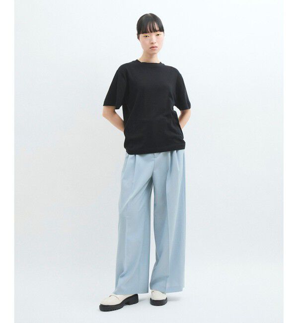 ADAM ET ROPE'「【防シワ】・【洗える】2タックワイドスラックス」|スラックス|