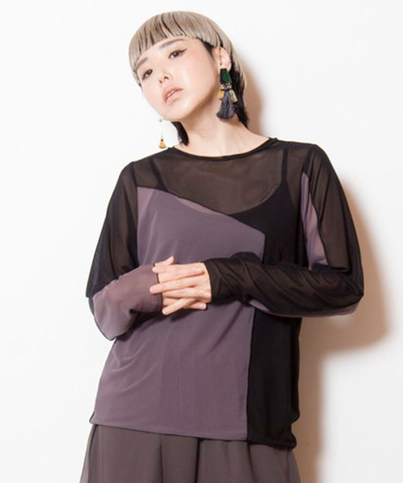  「メロー切替長袖Tシャツ」|Tシャツ・カットソー|BLACK&times;CHARCOAL