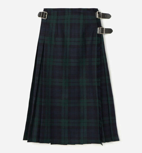 ONEIL OF DUBLIN「O'NEIL OF DUBLIN | ウーステッドウール ミドルキルトスカート WOMEN」|スカート|NAVY系1