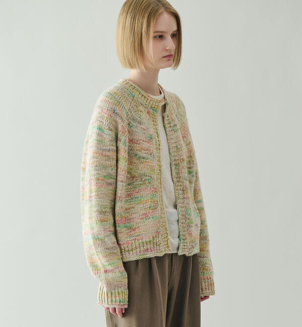LE GLAZIK「LE GLAZIK | ミックスカラー クルーネックカーディガン WOMEN」|ニット・セーター|