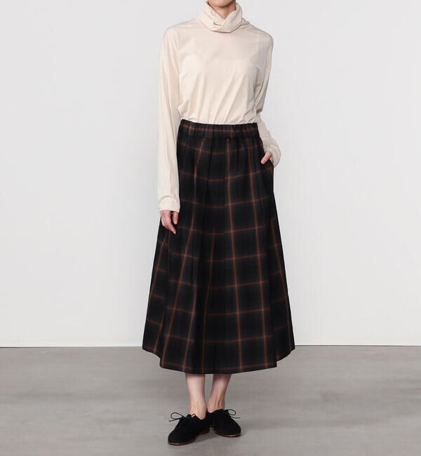  「nicholson & nicholson | ウォッシュドコットン チェック タックスカート WOMEN」|スカート|