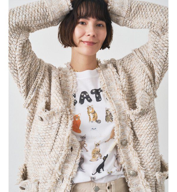  「ミックスヤーンニットツイードジャケット」|その他|ベージュ