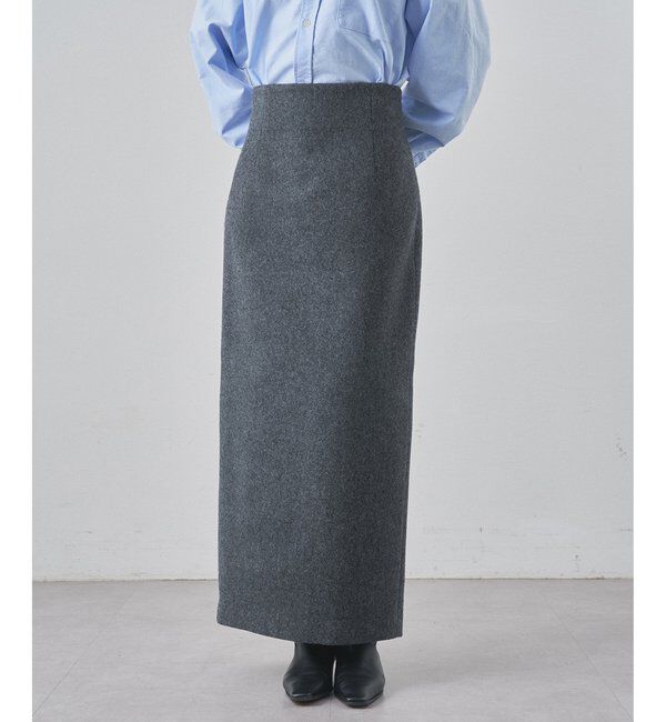  「メルトンスリットスカート」|スカート|グレー