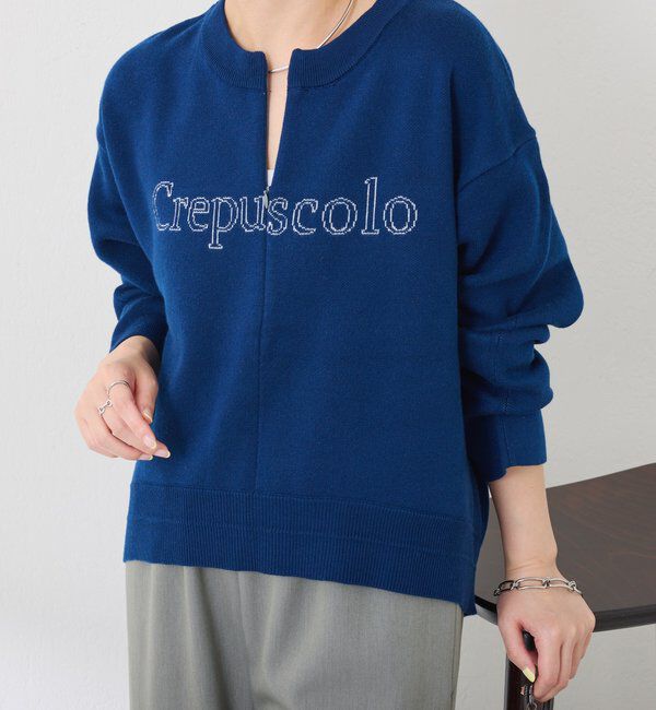  「スウェットライクラウンドヘムニット」|ニット・セーター|ネイビー