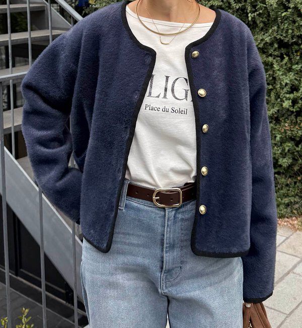 「ミニシャギーカーディガン」|ニット・セーター|ネイビー