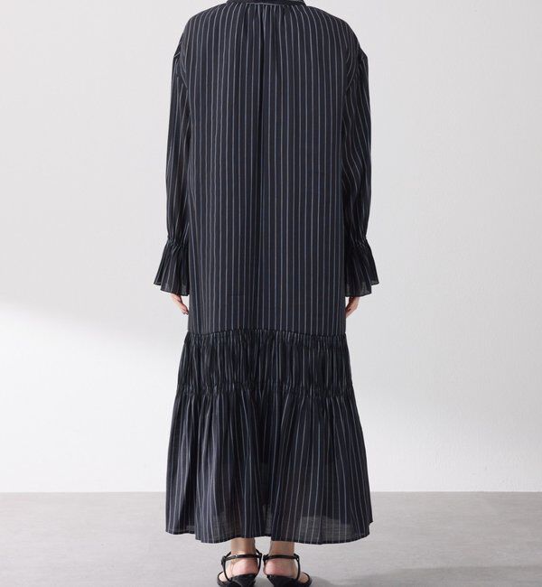  「袖シアーツイルストライプワンピース」|ワンピース|