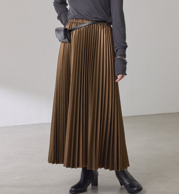  「フェイクレザープリーツスカート」|スカート|