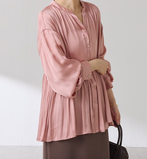  「割繊サテンスキッパーブラウス」|シャツ・ブラウス|