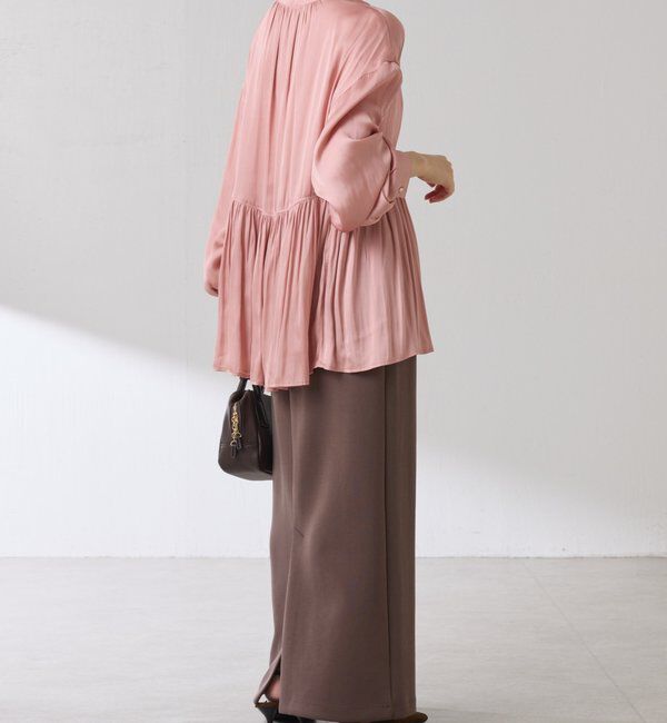  「割繊サテンスキッパーブラウス」|シャツ・ブラウス|