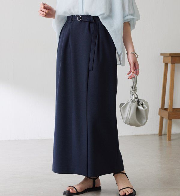  「ウールライクベルテッドスカート」|スカート|ネイビー