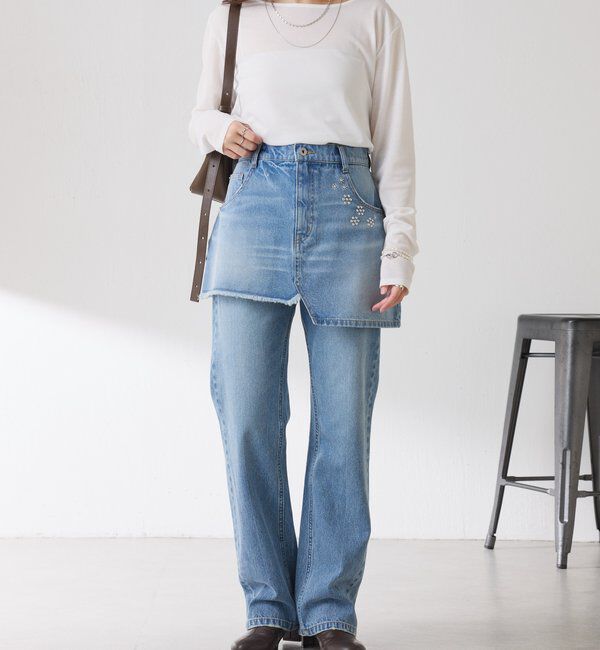  「Q.anos　レイヤードデニムスカート」|スカート|