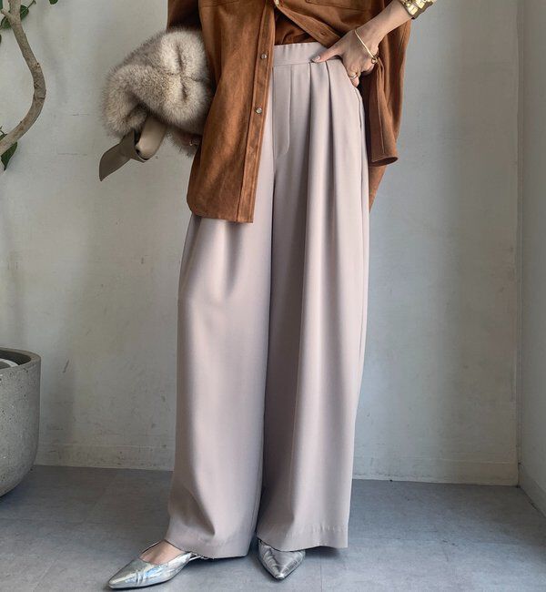  「【累計販売数3万枚突破/23色4サイズ展開！】タックワイドパンツ」|チノ|